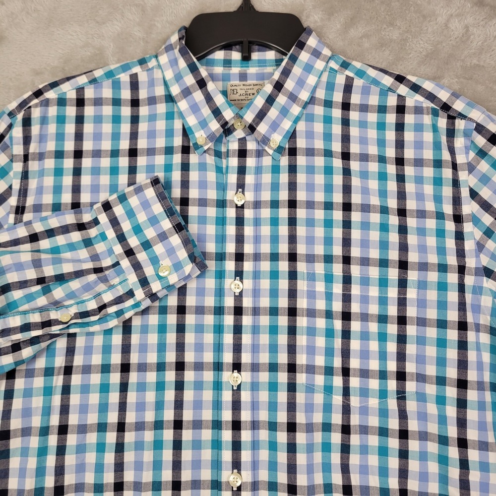 J.Crew Multicolor Plaid Mens Large Dress Shirt Button Up Long Sleeve‎ Cotton